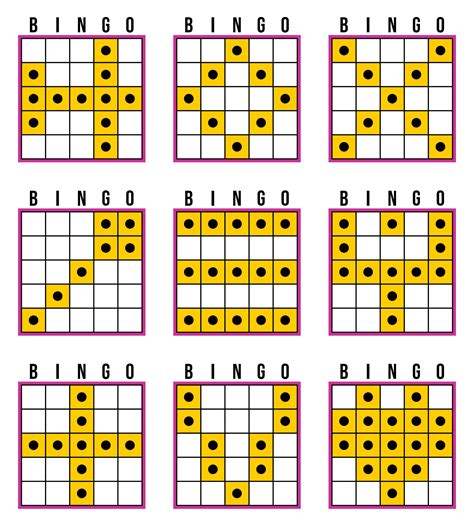 Different Bingo Game Patterns Bingo Printable Printable Bingo Games Bingo Patterns