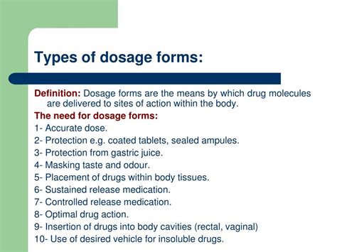 Different Types of Dosage Forms