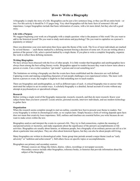 Different ways to write a biography