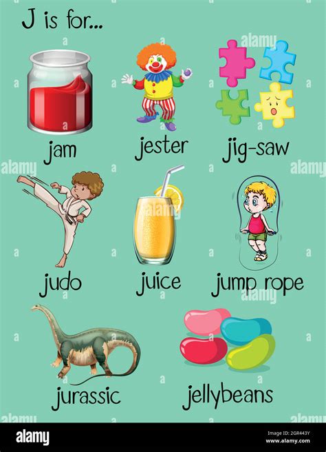 Different words begin with letter J Stock Vector Image by