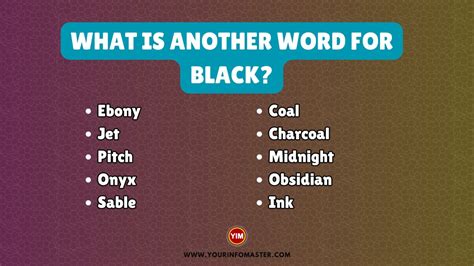 Different words for black. Things To Know About Different words for black. 