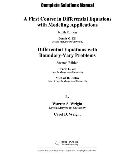 Differential equations 7th edition solutions manual zill. - Lösungshandbuch physikalische chemie 4. auflage silbey.