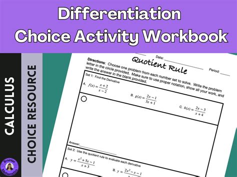 Differentiation Choice Activity Workbook Teaching Resources