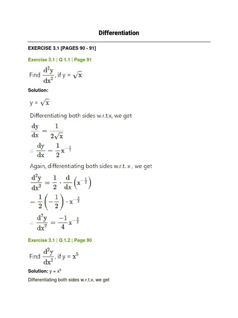 Differentiation Questions PDF Demand Logarithm