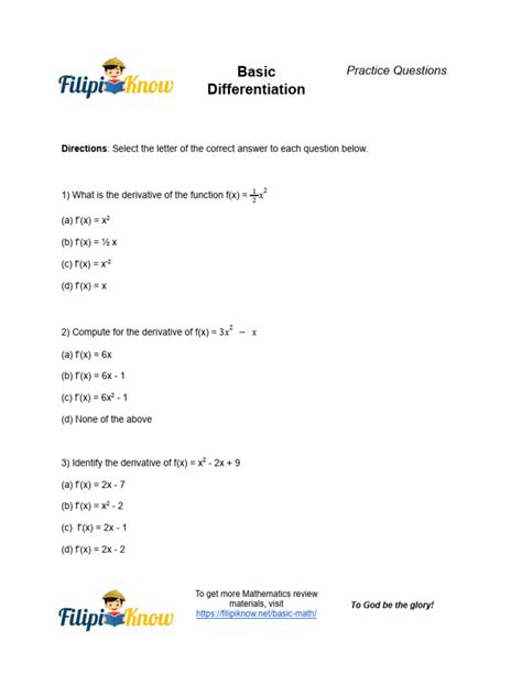 Differentiation questions with solutions pdf.  Candidates must practice the import...