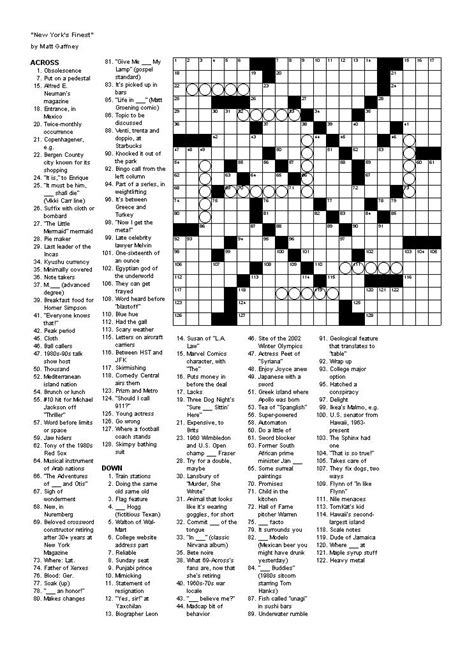 Difficult Crosswords Printable