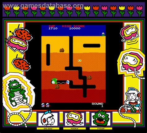 Dig dug arcade. Jun 12, 2008 · Dig Dug is an extermination quest, as you seek to find and destroy all of the enemies on the screen before they run away, or before you yourself get caught. The trick is that every foe is lurking ... 