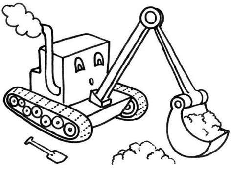 Digger Tractor is Digging Coloring Page Digger Tractor is Digging