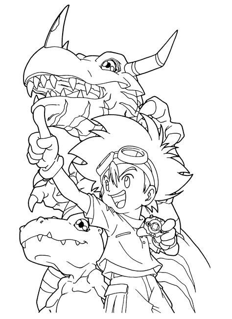 Digimon Coloring Pages Line Drawing Free Printable Coloring Pages