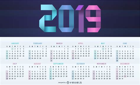 Digital 2019 Calendar Design Vector Download