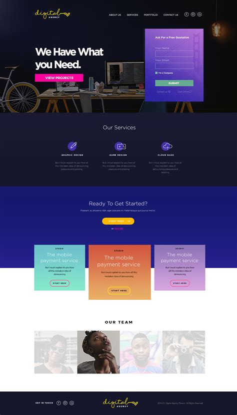 Digital Agency Website Template Design Free PSD free psd UI Download