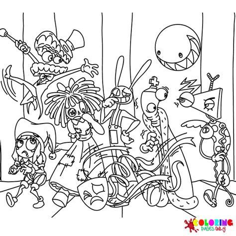 Digital Circus Printable Coloring Pages