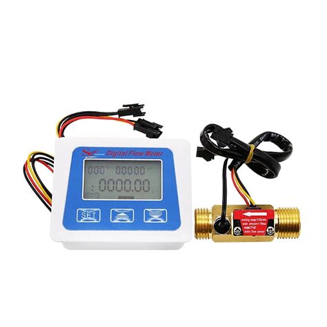 Digital LCD Display Water Flow Sensor Meter Temperature Time Record
