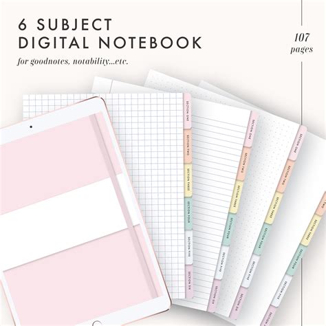 Digital Notebook Goodnotes Template Goodnotes Notebook Etsy