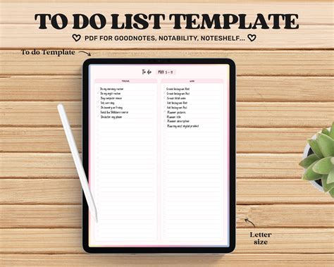 Digital Notebook To do list Goodnotes template goodnotes Etsy