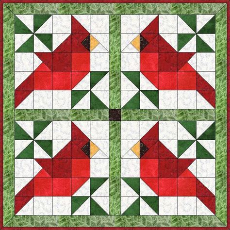 Digital PDF Quilt Block Patterncardinal Bird Quilt Etsy