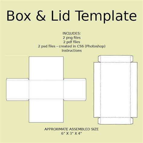 Digital Rectangle Box & Lid Templates Download PNG PSD