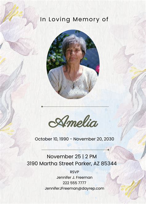 Digital funeral invitation template.  Edit these templates online to achieve ...