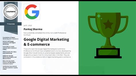 Digital marketing certificate google. In order to receive a certificate of completion, learners must complete 100% of online coursework, achieve 70% or better on each module assessment, submit all … 