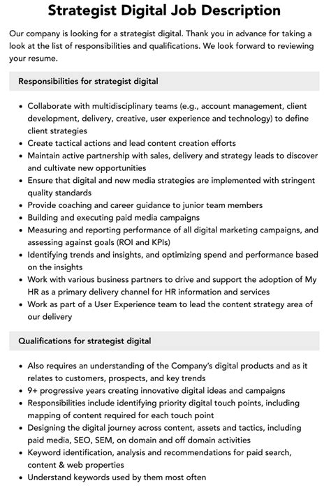 Digital marketing strategist google job description.  In today's digit...