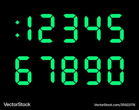 Digital numbers font for electronic clock display Vector Image