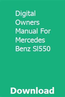 Digital owners manual for mercedes benz sl550. - John deere slip disc mower manual.