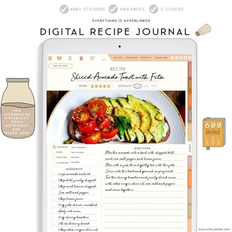 Digital recipe book. Apr 5, 2023 - Digital recipe book for Goodnotes, Notability, Noteshelf, use on ipad and tabletwith FREE printable poster! This digital recipe book contains hyperlinks that enable you to jump to any page in only one click.It includes 9 recipes sections with 50 recipe slots for each section and additional 5 sections (Weekly Meal planner, shopping list, conversions chart, Notes and … 