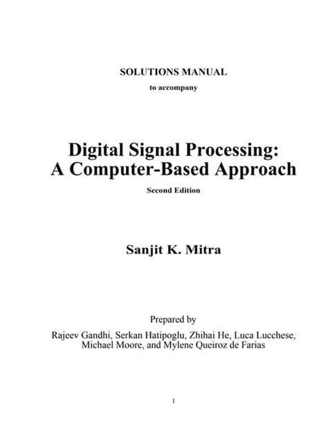 Digital signal processing mitra solution manual 2nd edition. - Code des douanes du cameroun français..