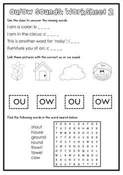 Digraph Activity Sheet: ou/ow Digraphs activities Phonics