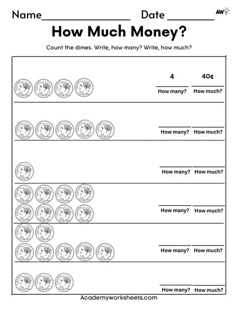 Dime Worksheets