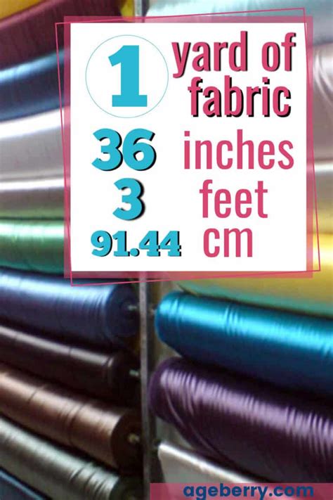 Dimensions of a yard of fabric. In most cases, you can use the chart shown here to purchase an equivalent amount of fabric in a different width. For example: Let's say the pattern you plan on making says that you need 2 yards of 60" wide fabric, but the fabric you want to use is only 32" wide. According to the chart, you would need to buy 3 3/4 yards of the 32" wide fabric. 