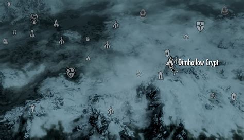 Dimhollow crypt. Dimhollow Crypt DG — A large cave southwest of Dawnstar where Serana is trapped. Duskglow Crevice — A small cave east of Fort Dunstad, occupied mainly by Falmer and chaurus. Eldergleam Sanctuary — An underground grove and worship site of … 