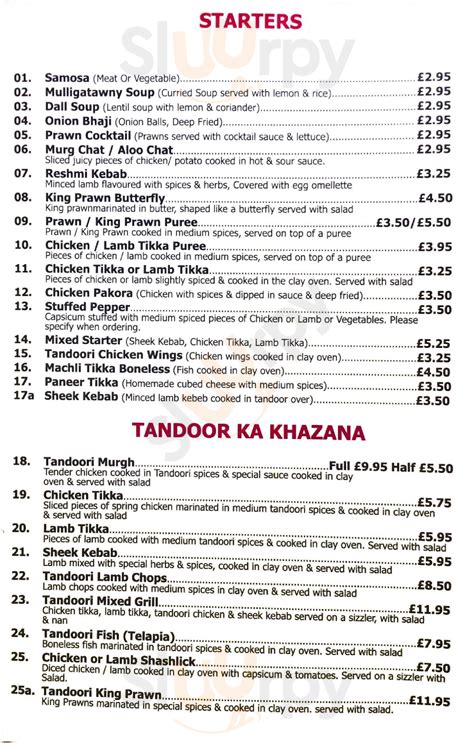 Dine in Menu - Tandoori Nights