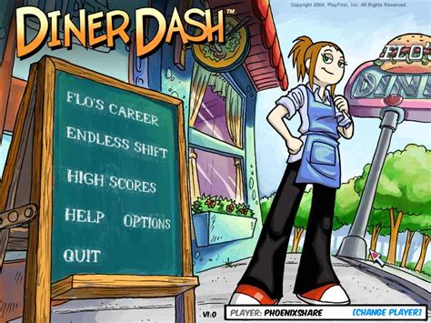 Dinerdash. Download full Diner Dash: Download (10.4 MB) Diner Dash screenshots: With over 50 levels, five types of customers, and two modes of play, Diner Dash serves up a daily special of fun. Play as Flo, a retired stockbroker destined for restaurant fame as she attempts to seat customers, take orders, and deliver food quickly for higher tips. 