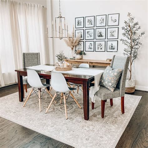 Dining room rug ideas. Vintage Dining Room Rug Ideas. This dining table may forego a rug underneath, but the space feels anything but bare. Using a runner in this open floor plan is a strategic decision: The runner ... 