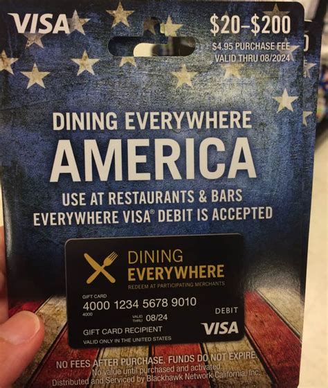 What is the best way to use my Visa Gift Dining Everywhere Gif