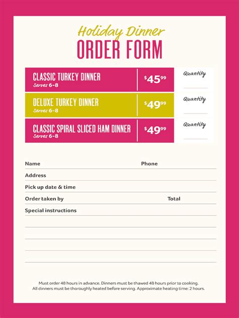 Dinner Order Template 20152024 Form Fill Out and Sign Printable PDF
