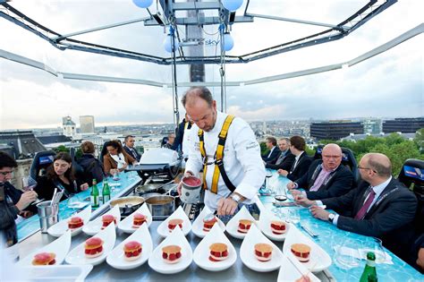 Dinner in the sky. 7:00PM – 8:30PM or 9:30PM – 11.00PM. The Most sensational concept Dinner in the Sky. With Extreme stunning Views, the 22-seating platform that teamed up with multi-award winning Caviar and Bull, will elevate 40 metres above the ground. The professional team at Dinner in the Sky team will take you to a culinary experience combined with ... 