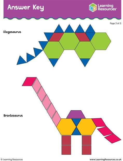 Dino Patterns Pattern Blocks Answer Key. ActivitySheet PuzzleSheet