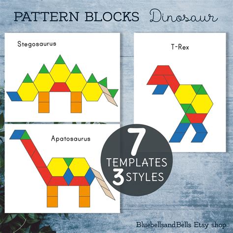 Dino Patterns Pattern Blocks. Make a Stegosaurus. ActivitySheet 