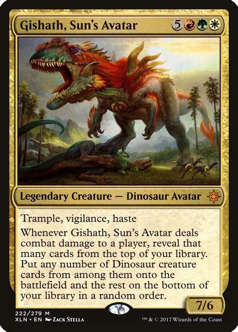 Dinosaur commander deck. Indominus Rex, Alpha - 1 [U/B] [U/B]GG. Legendary Creature - Dinosaur Mutant. As Indominus Rex, Alpha enters the battlefield, discard any number of creature cards. It enters with a flying counter on it if a card discarded this way has flying. The same is true for first strike, double strike, deathtouch, hexproof, haste, indestructible, lifelink ... 
