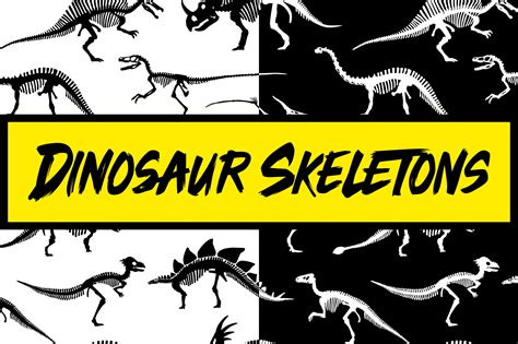 Dinosaurs Skeletons Patterns and Set by Andres M Rodriguez on creativemarket Skeleton