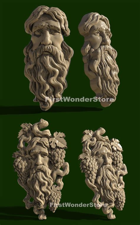 Dionysus STL Model for 3D printer and CNC router Greek tattoos