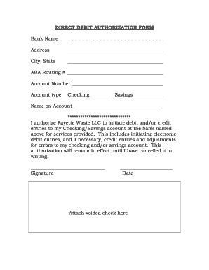Direct Debit Authorization Form PDF