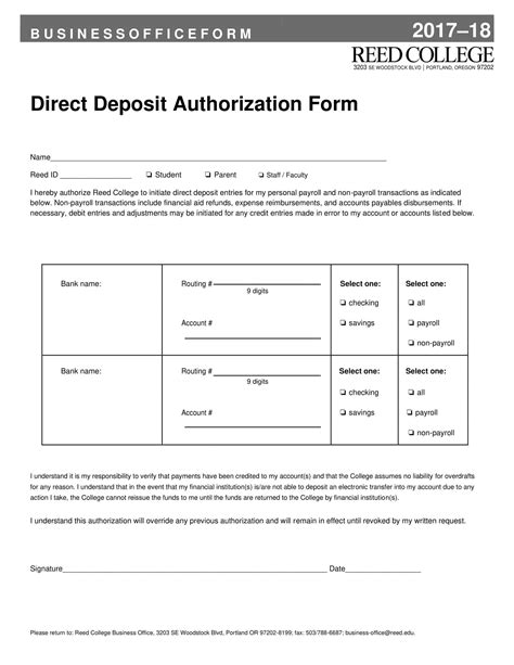 Direct Deposit Authorization Form Template Form Resume Examples 