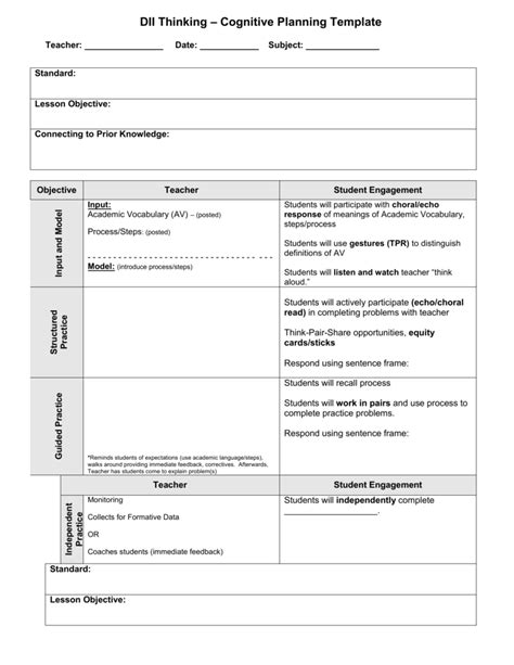 Direct Instruction Lesson Plan template Direct Instruction Lesson