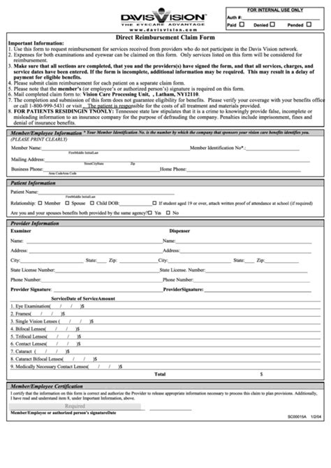 Direct Reimbursement Claim Form