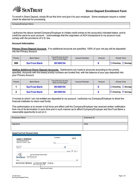 Direct deposit form truist. 01 Obtain the truist direct deposit form from your employer or download it from the truist website. 02 Start by filling out your personal information section on the form, which usually includes your name, address, Social Security number, and contact details. 03 