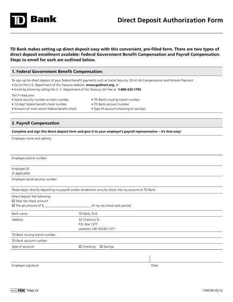 Direct deposit td bank form. Things To Know About Direct deposit td bank form. 