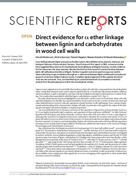 Direct evidence for α ether linkage between lignin and ... - PubMed